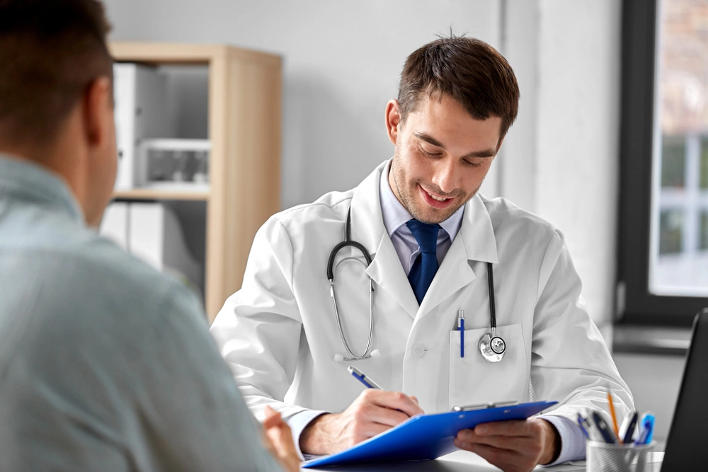 Patient consulting a doctor